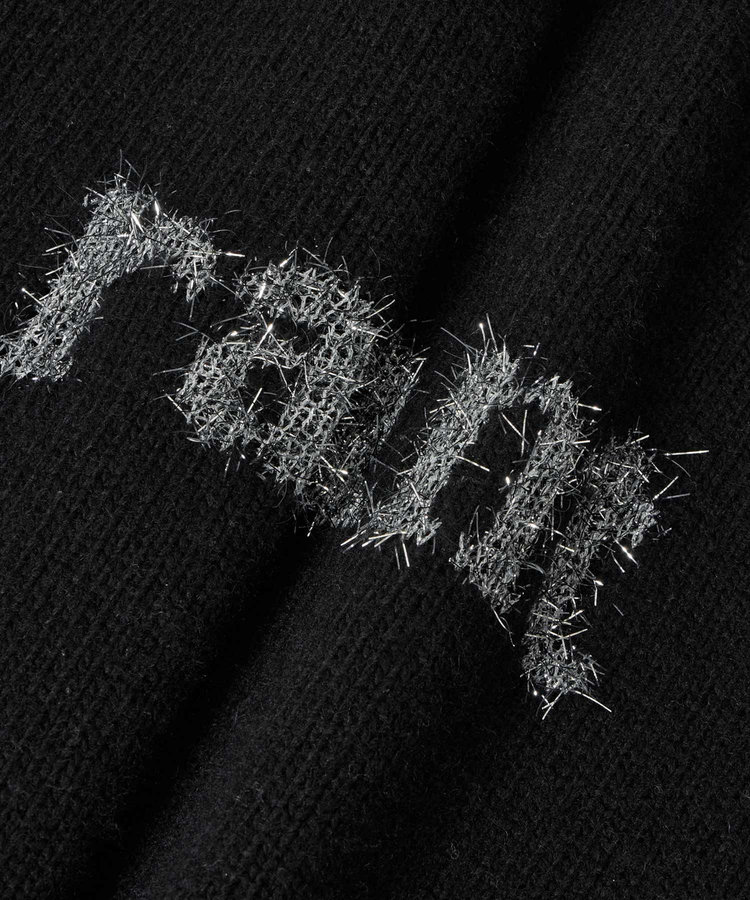 allureville シャギーラメロゴインターシャプルオーバー ブラック (95)