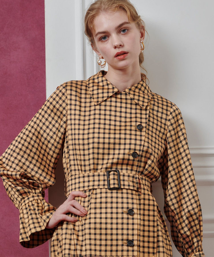 LOULOU WILLOUGHBY 【LOULOU WILLOUGHBY】エンブレムチェックワンピース ベージュ系 (19)