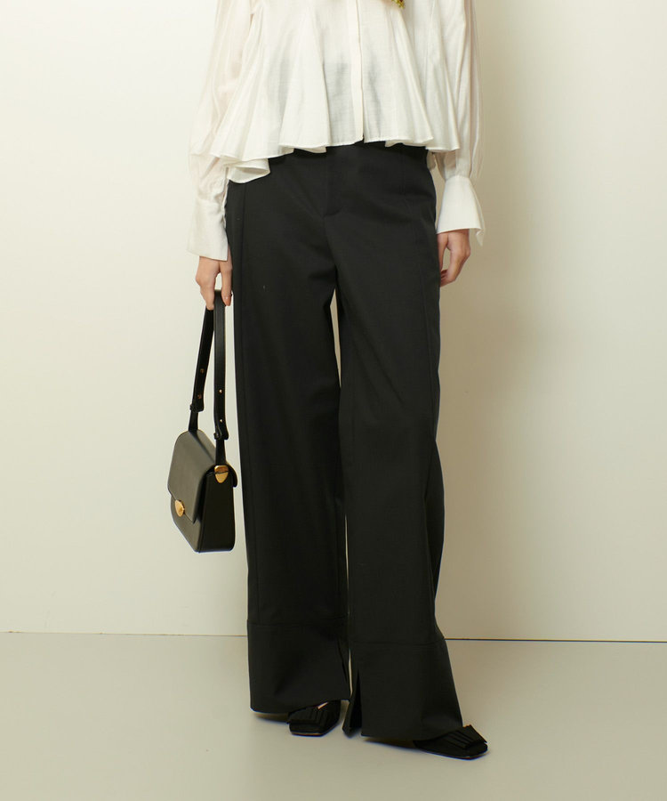 allureville ミリタリーツイルハイウェストパンツ チャコールグレー (94)