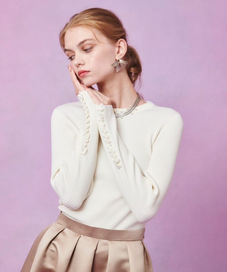 LOULOU WILLOUGHBY 【LOULOU WILLOUGHBY】フリルスリットプルオーバー オフホワイト (02)