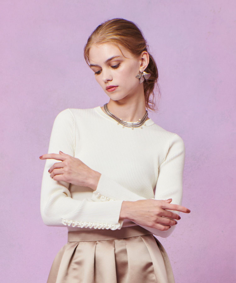 LOULOU WILLOUGHBY 【LOULOU WILLOUGHBY】フリルスリットプルオーバー オフホワイト (02)