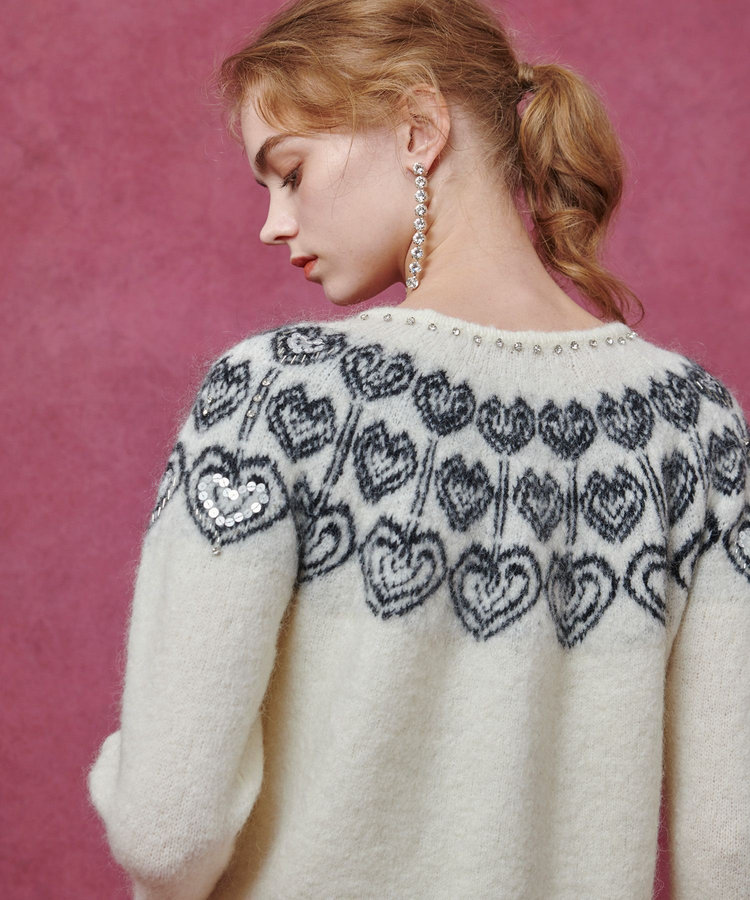 LOULOU WILLOUGHBY 【LOULOU WILLOUGHBY】ハートJQニットブルゾン ホワイト系 (08)