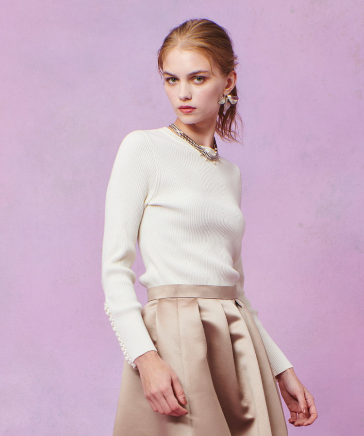 LOULOU WILLOUGHBY 【LOULOU WILLOUGHBY】フリルスリットプルオーバー オフホワイト (02)