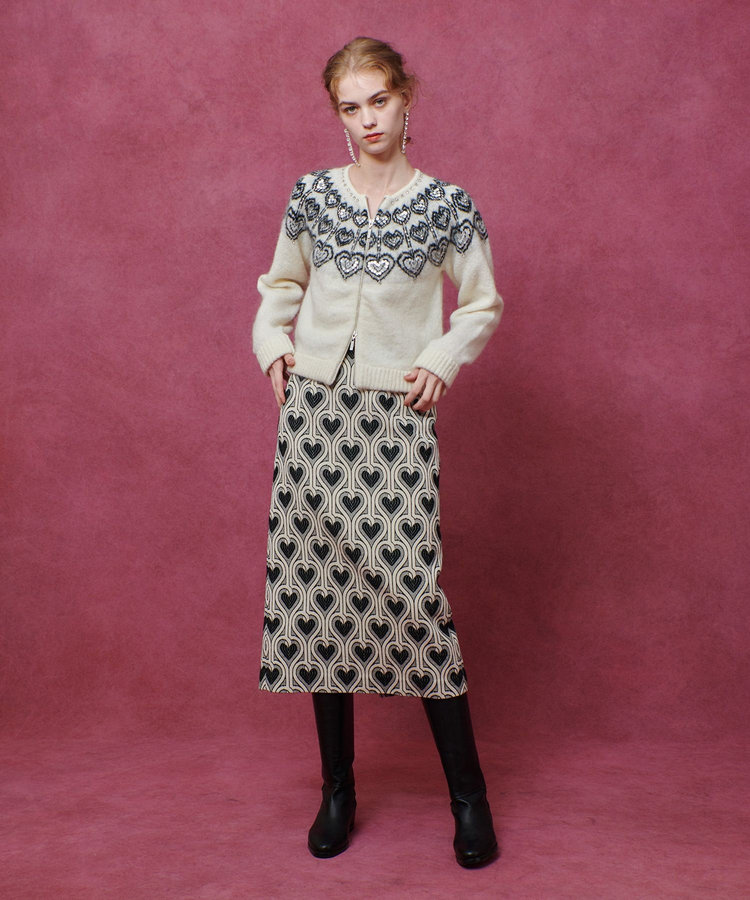 LOULOU WILLOUGHBY 【LOULOU WILLOUGHBY】ハートJQニットブルゾン ホワイト系 (08)