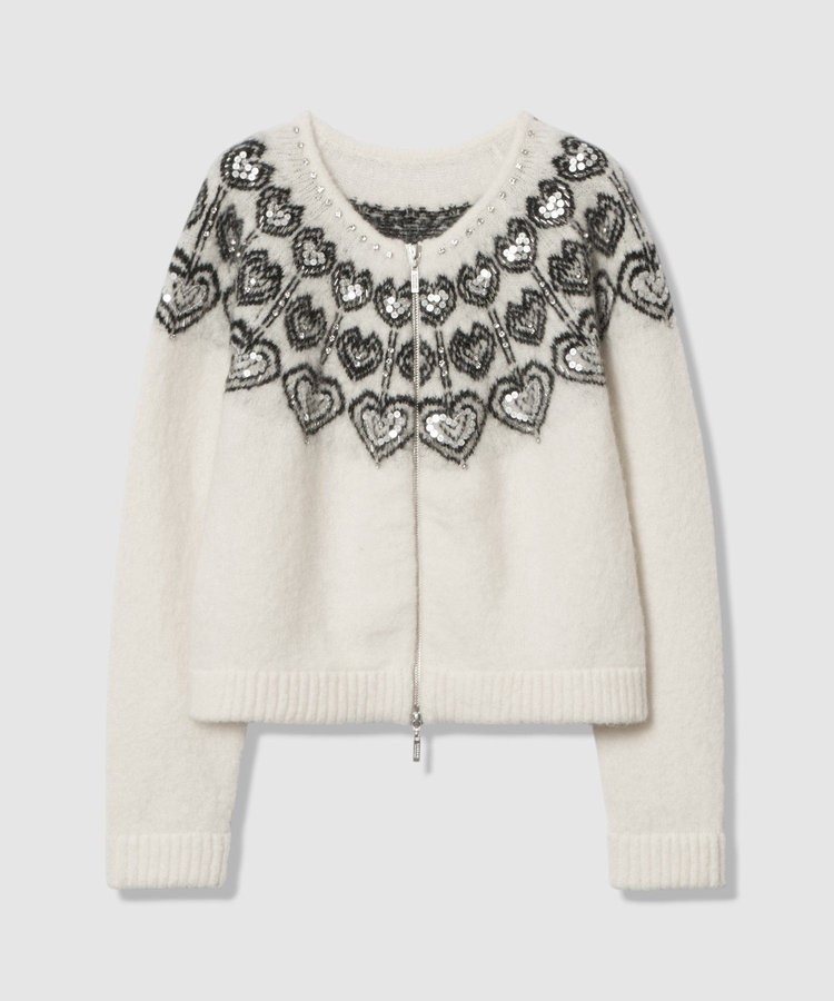 LOULOU WILLOUGHBY 【LOULOU WILLOUGHBY】ハートJQニットブルゾン ホワイト系 (08)