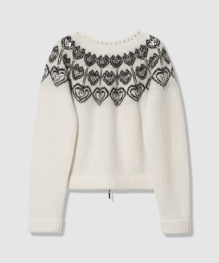 LOULOU WILLOUGHBY 【LOULOU WILLOUGHBY】ハートJQニットブルゾン ホワイト系 (08)