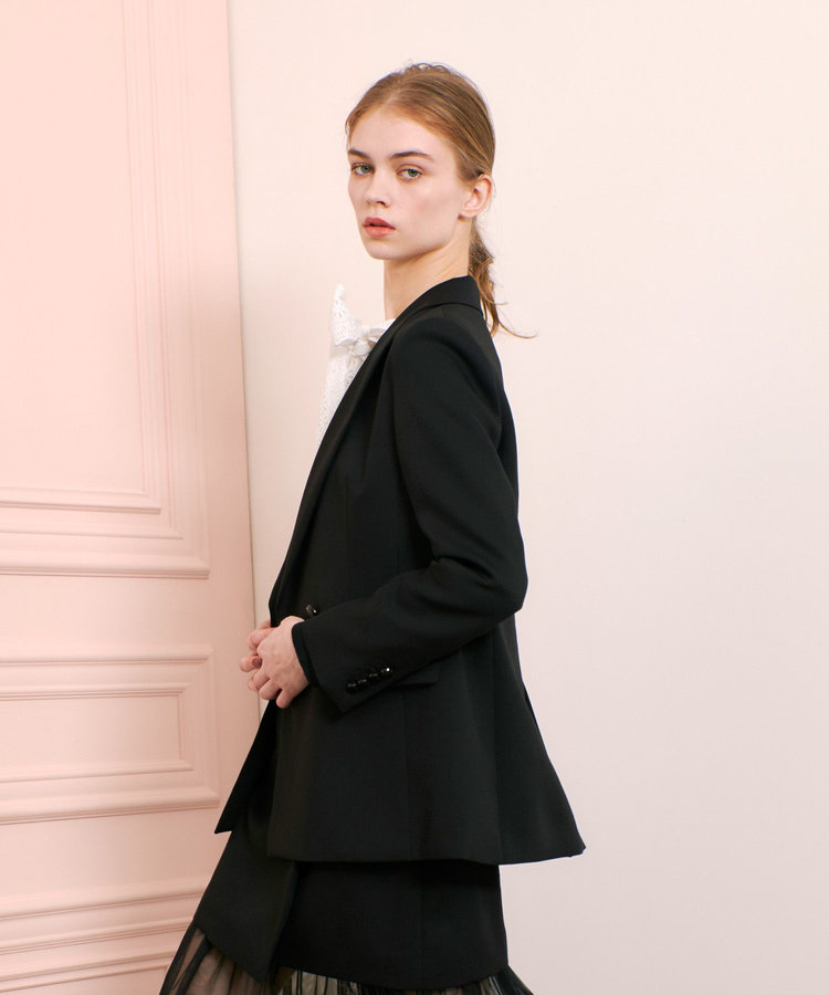 LOULOU WILLOUGHBY 【LOULOU WILLOUGHBY】マットオックスダブルジャケット ブラック (95)