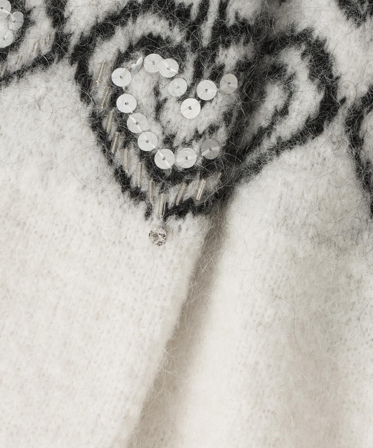 LOULOU WILLOUGHBY 【LOULOU WILLOUGHBY】ハートJQニットブルゾン ホワイト系 (08)