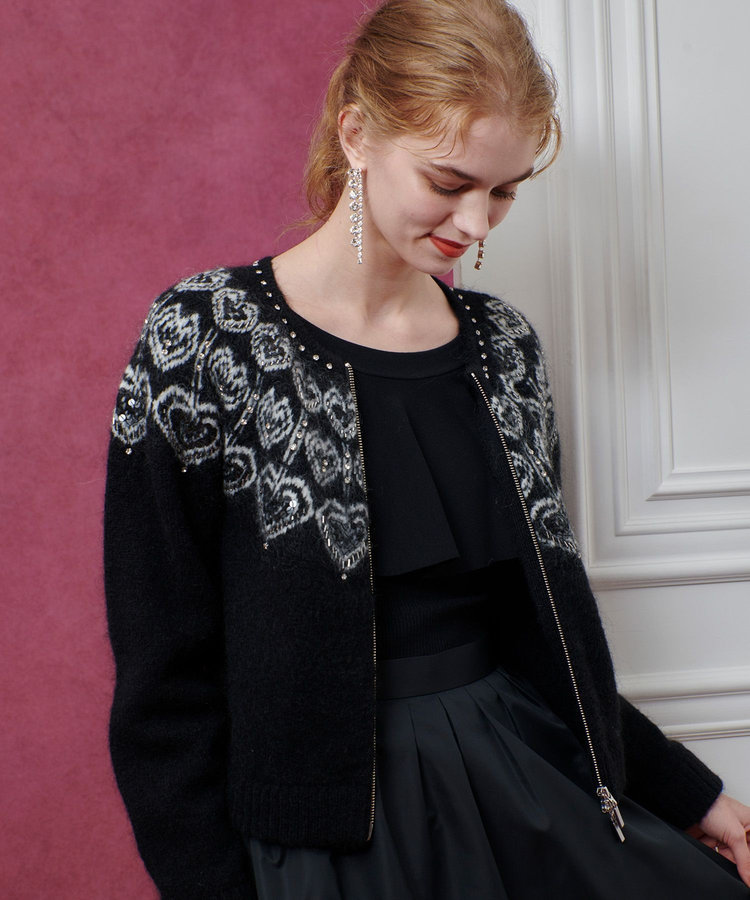 LOULOU WILLOUGHBY 【LOULOU WILLOUGHBY】ハートJQニットブルゾン ブラック系 (98)