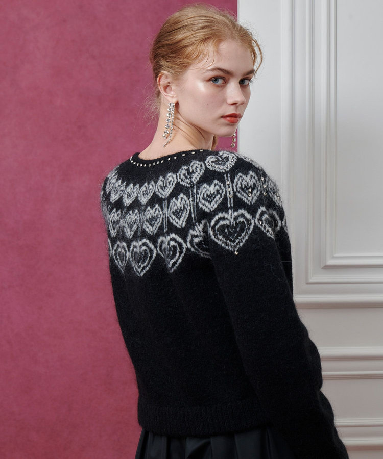 LOULOU WILLOUGHBY 【LOULOU WILLOUGHBY】ハートJQニットブルゾン ブラック系 (98)