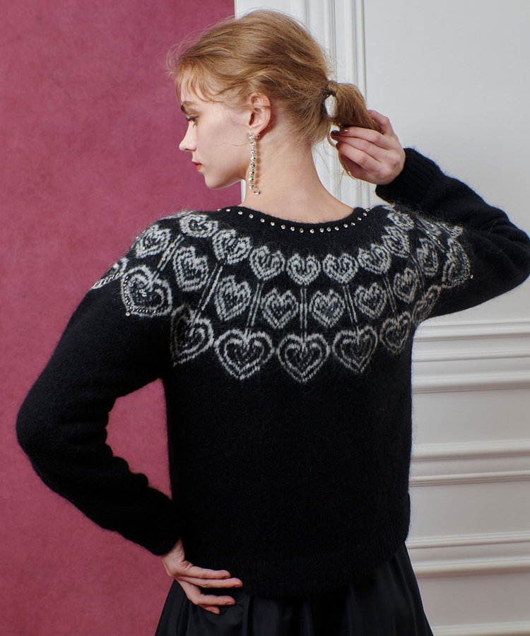 LOULOU WILLOUGHBY 【LOULOU WILLOUGHBY】ハートJQニットブルゾン ブラック系 (98)