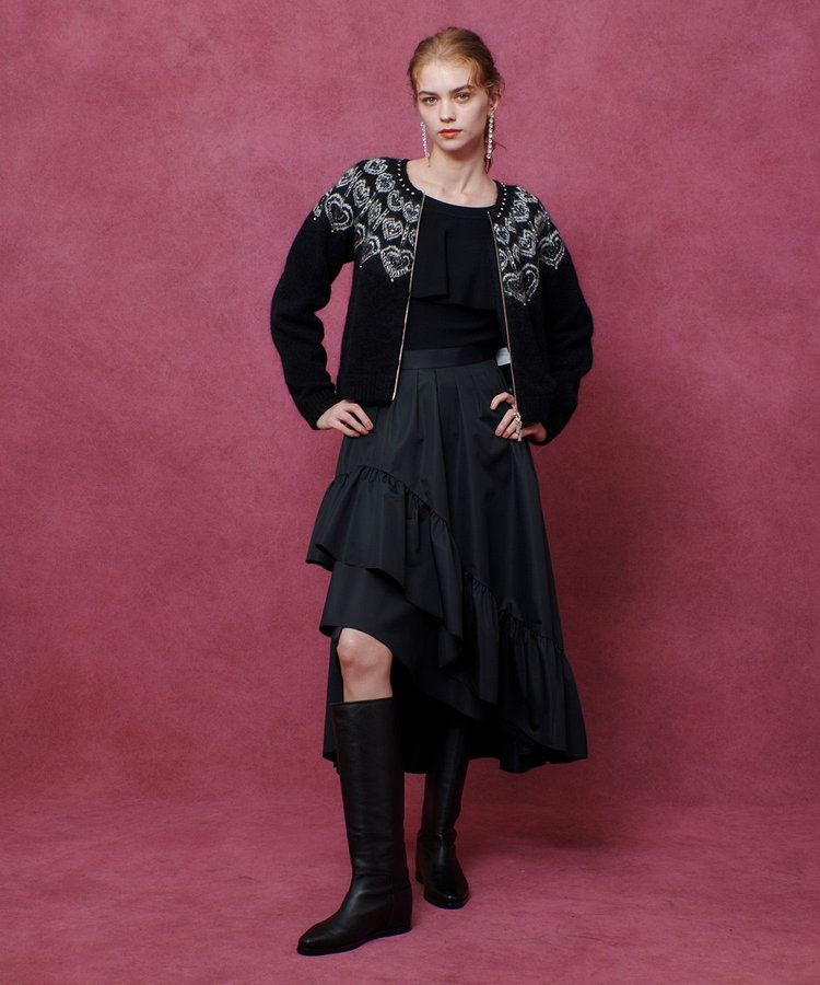 LOULOU WILLOUGHBY 【LOULOU WILLOUGHBY】ハートJQニットブルゾン ブラック系 (98)