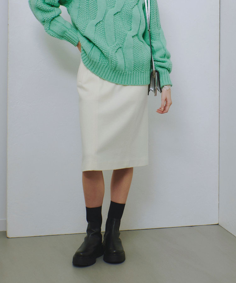 allureville ハードメルトンスムースミディスカート オフホワイト (02)