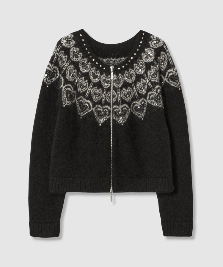 LOULOU WILLOUGHBY 【LOULOU WILLOUGHBY】ハートJQニットブルゾン ブラック系 (98)