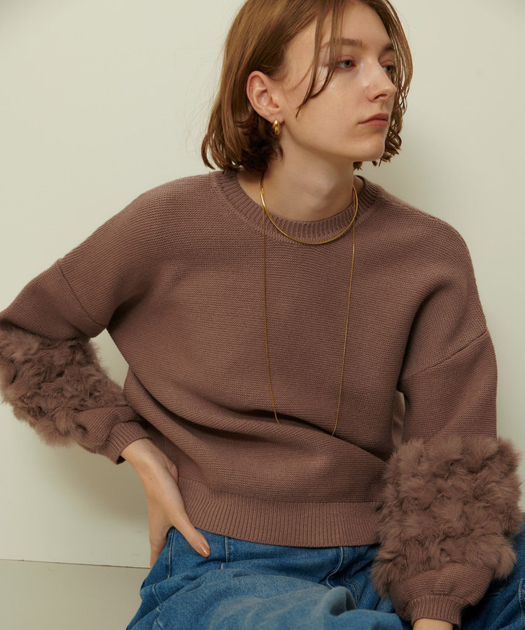 allureville ラビットカフクレイジー釦2WAYプルオーバー タン (18)