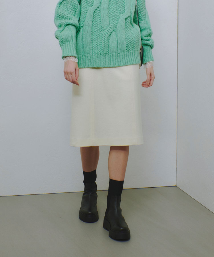 allureville ハードメルトンスムースミディスカート オフホワイト (02)