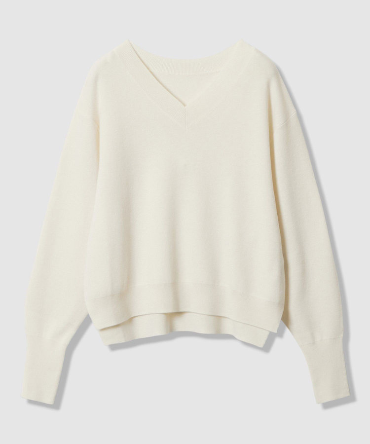 allureville ウールスムース2WAYネックプルオーバー オフホワイト (02)