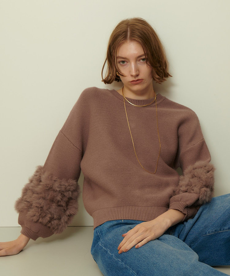 allureville ラビットカフクレイジー釦2WAYプルオーバー タン (18)