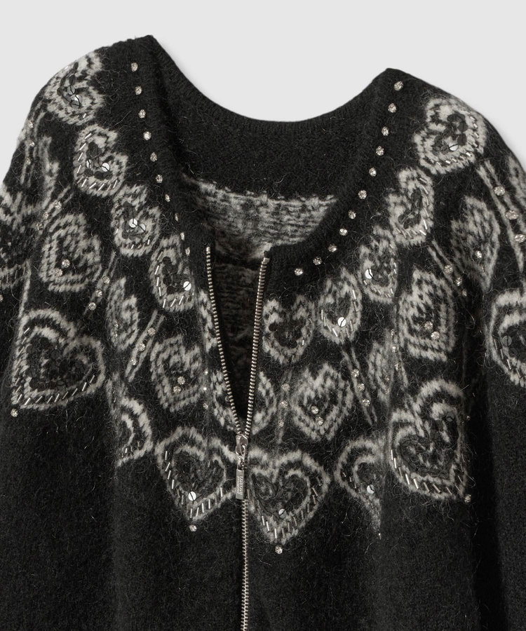 LOULOU WILLOUGHBY 【LOULOU WILLOUGHBY】ハートJQニットブルゾン ブラック系 (98)