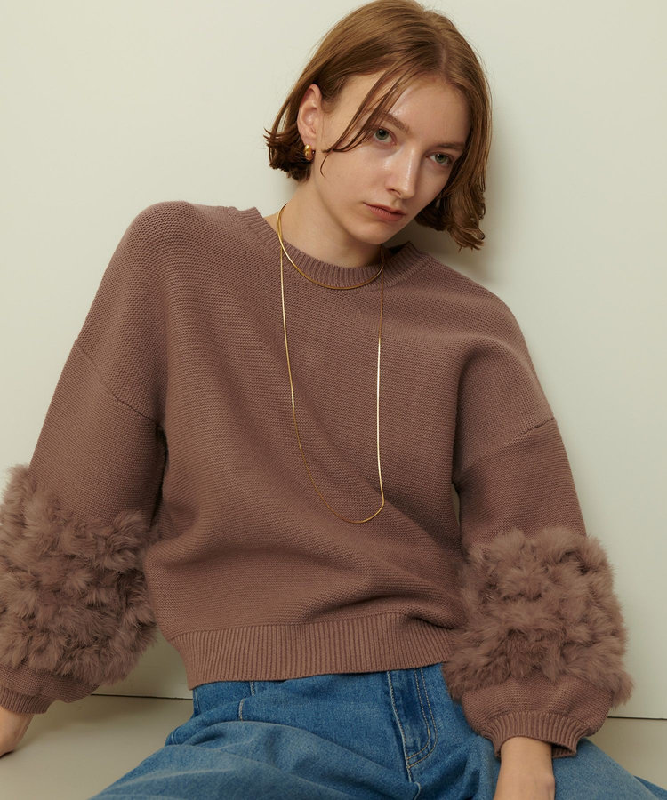 allureville ラビットカフクレイジー釦2WAYプルオーバー タン (18)