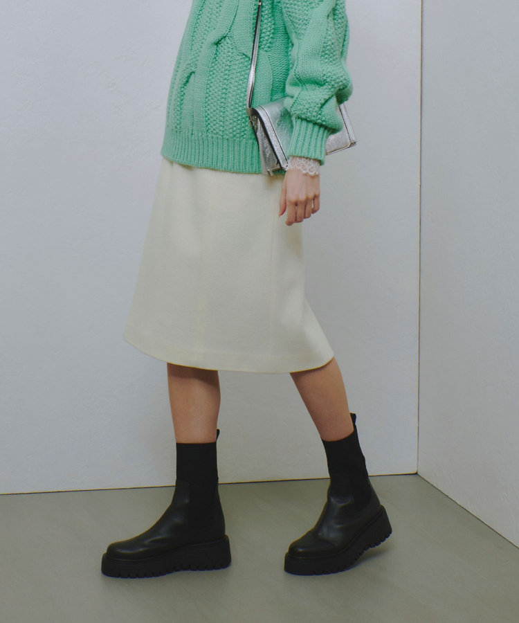 allureville ハードメルトンスムースミディスカート オフホワイト (02)