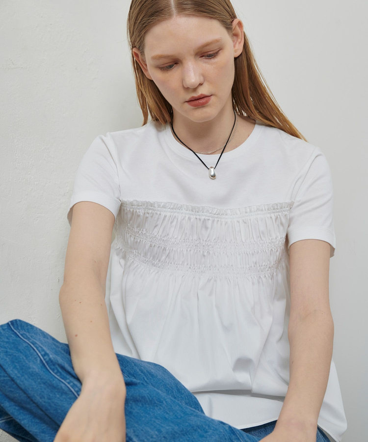 allureville シャーリングビスチェコンビTシャツ オフホワイト (02)