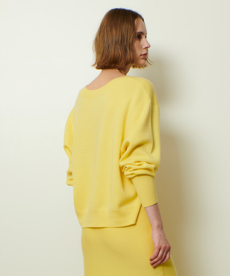 allureville ウールスムース2WAYネックプルオーバー ライトイエロー (25)