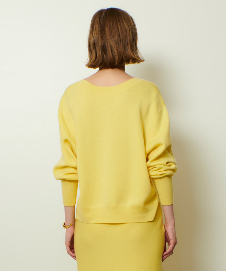 allureville ウールスムース2WAYネックプルオーバー ライトイエロー (25)