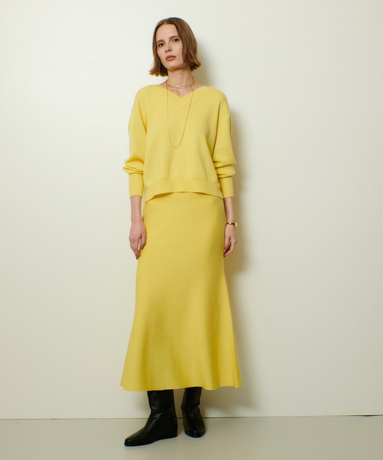 allureville ウールスムース2WAYネックプルオーバー ライトイエロー (25)