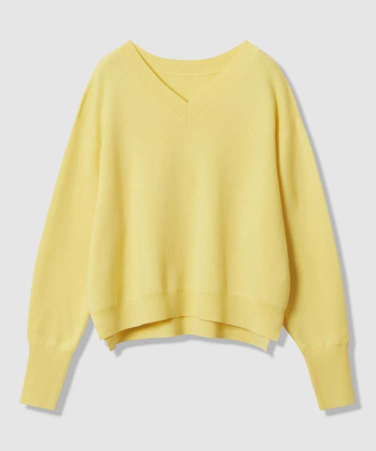 allureville ウールスムース2WAYネックプルオーバー ライトイエロー (25)