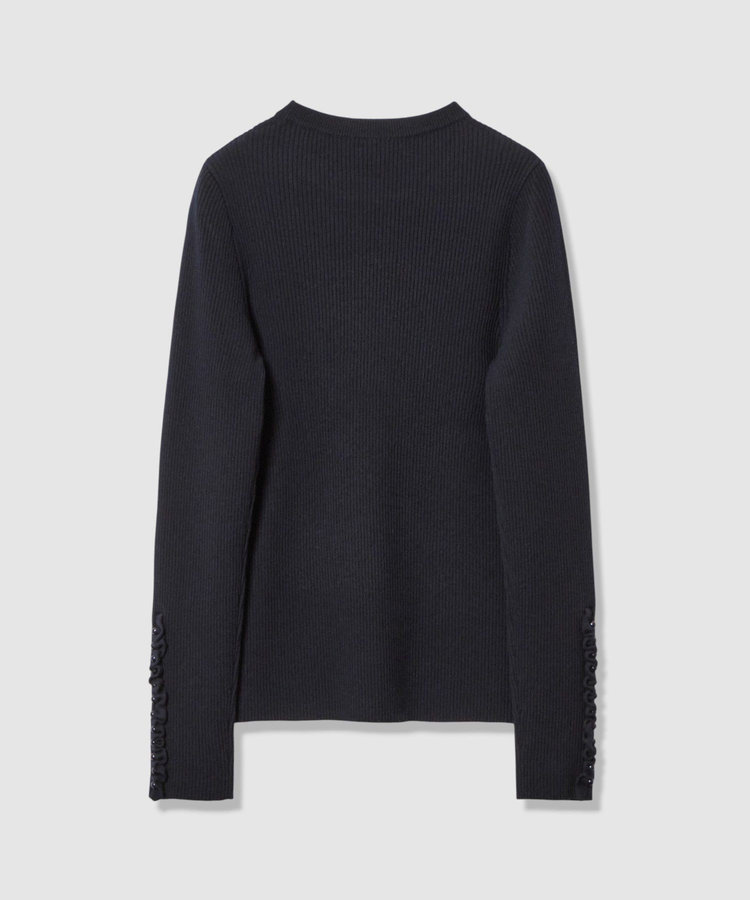 LOULOU WILLOUGHBY 【LOULOU WILLOUGHBY】フリルスリットプルオーバー ネイビー (65)