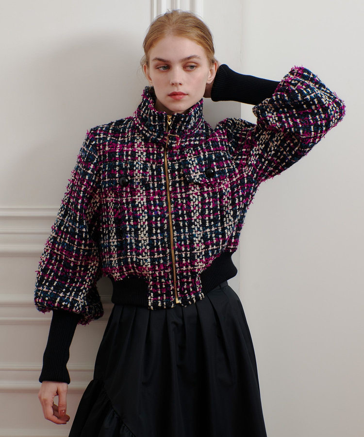 LOULOU WILLOUGHBY 【LOULOU WILLOUGHBY】CLARENSONツイードブルゾン パープル系 (59)