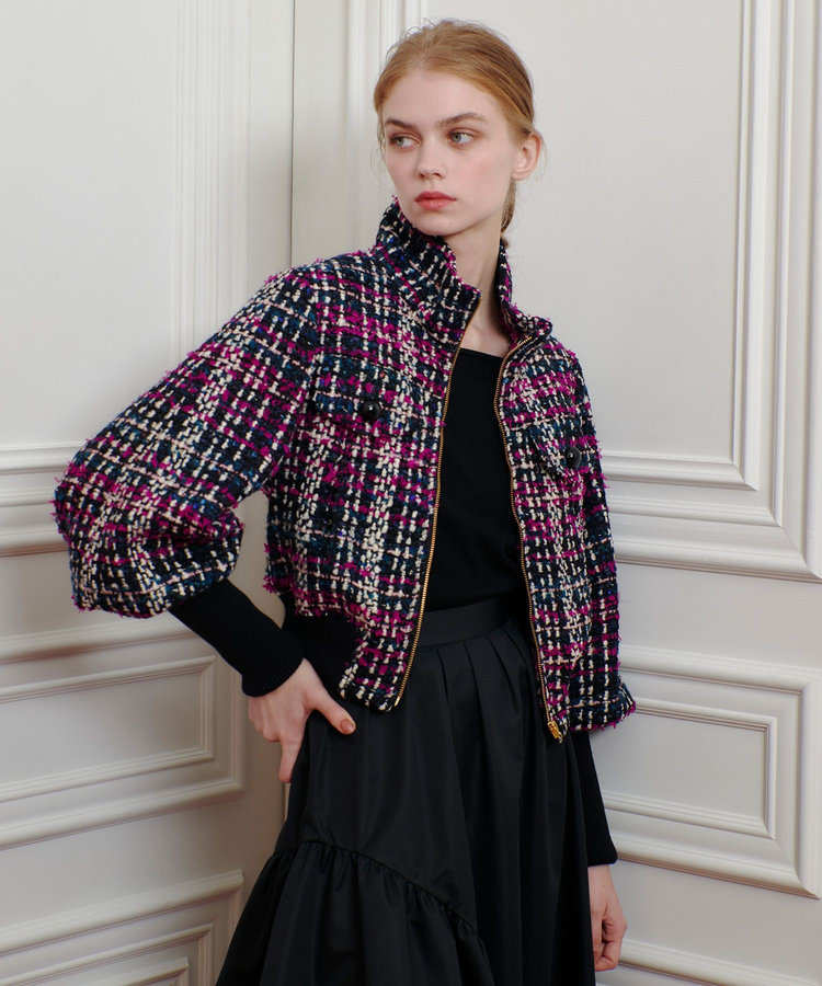 LOULOU WILLOUGHBY 【LOULOU WILLOUGHBY】CLARENSONツイードブルゾン パープル系 (59)