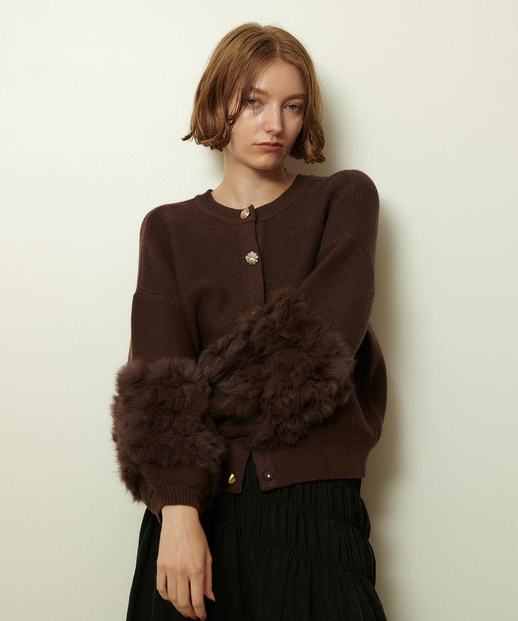 allureville ラビットカフクレイジー釦2WAYプルオーバー ブラウン (81)