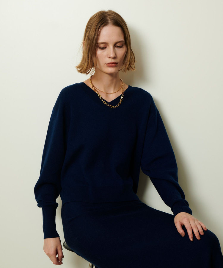 allureville ウールスムース 2WAY ネックプルオーバー セットアップ対応可能】ウールスムース2WAYネックプルオーバー