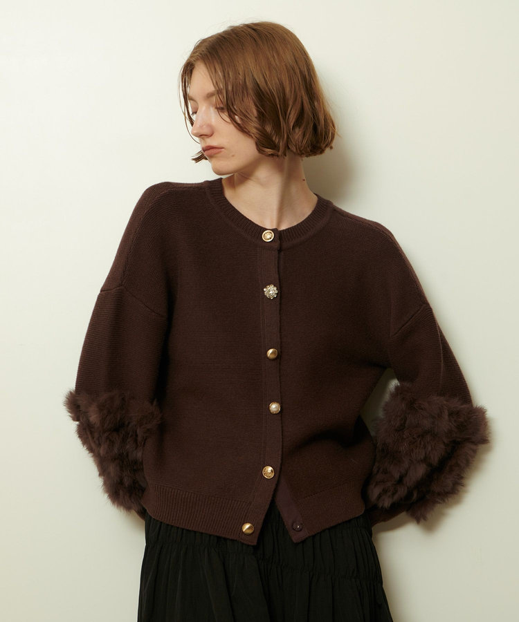 allureville ラビットカフクレイジー釦2WAYプルオーバー ブラウン (81)