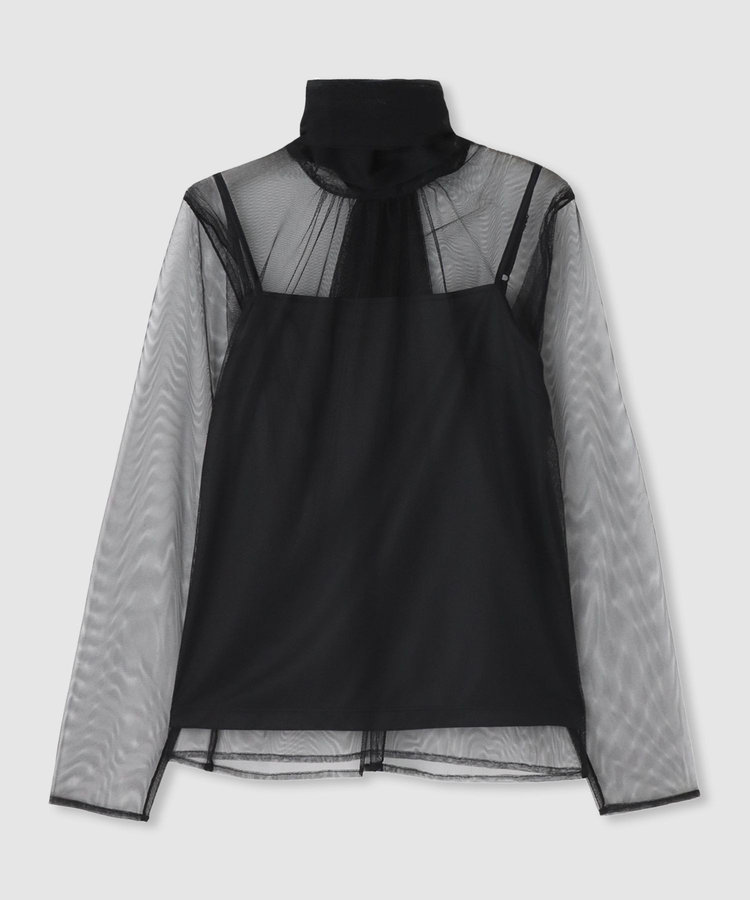 allureville チュールボウロングスリーブ プルオーバー ブラック (95)