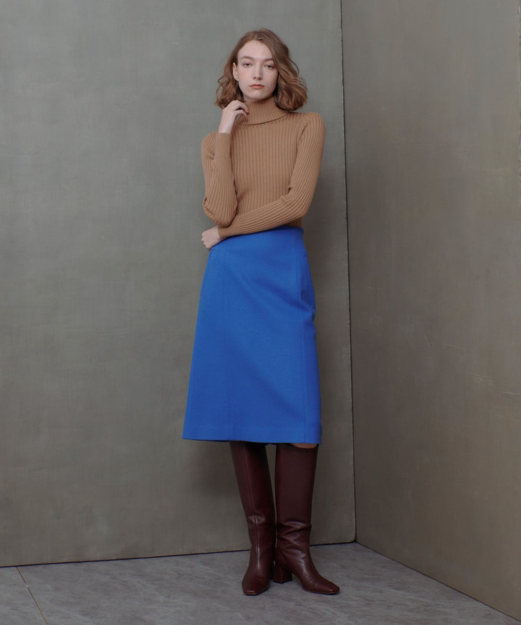 allureville ハードメルトンスムースミディスカート ブルー (61)