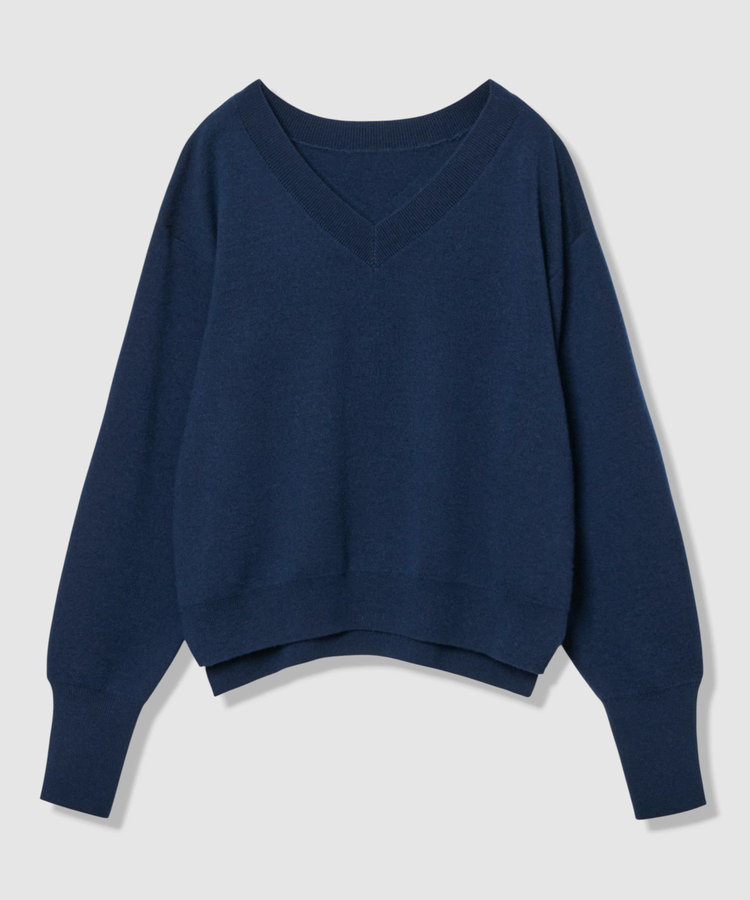 allureville ウールスムース2WAYネックプルオーバー ネイビー (65)