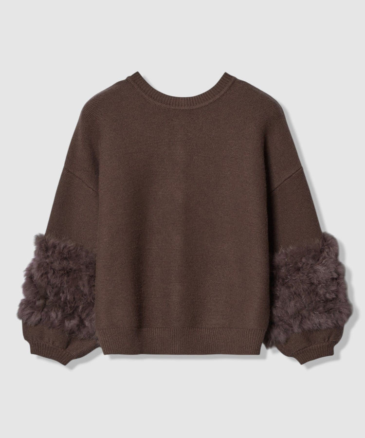 allureville ラビットカフクレイジー釦2WAYプルオーバー ブラウン (81)