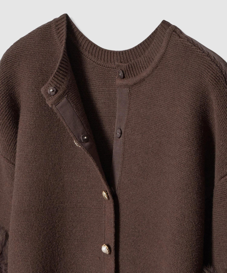 allureville ラビットカフクレイジー釦2WAYプルオーバー ブラウン (81)