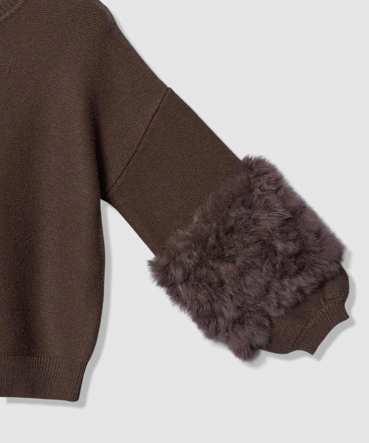 allureville ラビットカフクレイジー釦2WAYプルオーバー ブラウン (81)