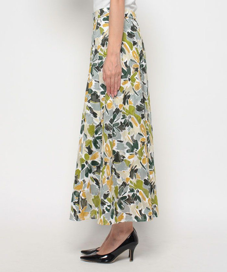 allureville カットジャガードフレアスカート カーキ (76)