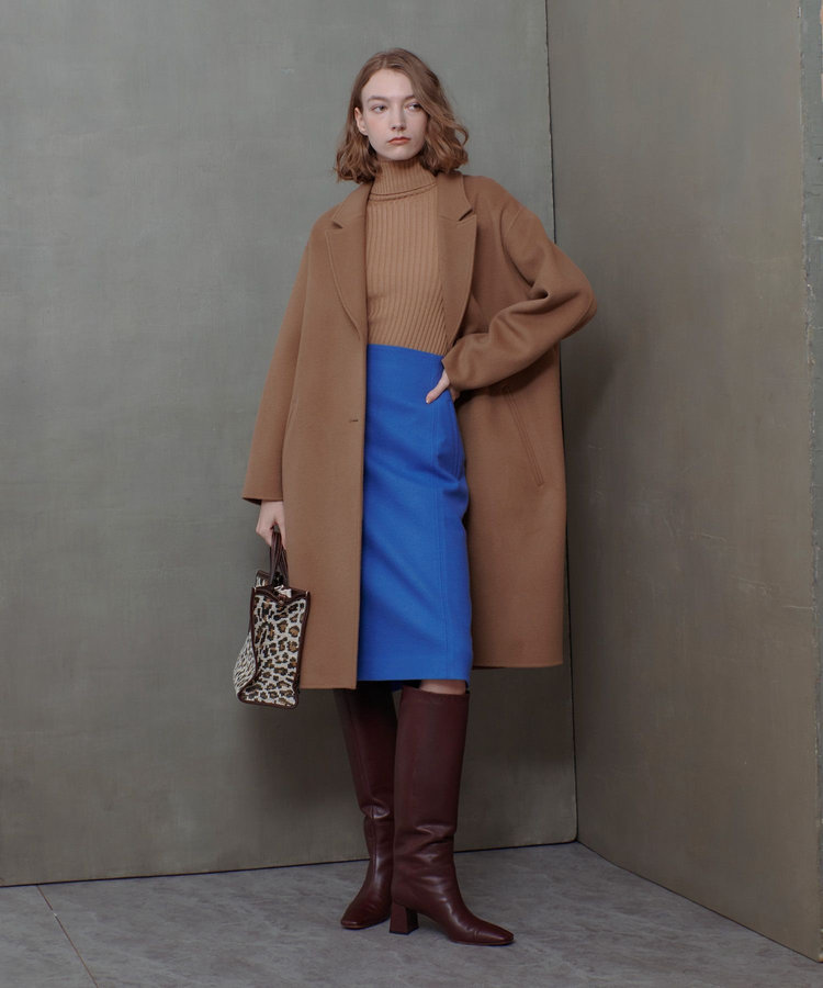 allureville ハードメルトンスムースミディスカート ブルー (61)