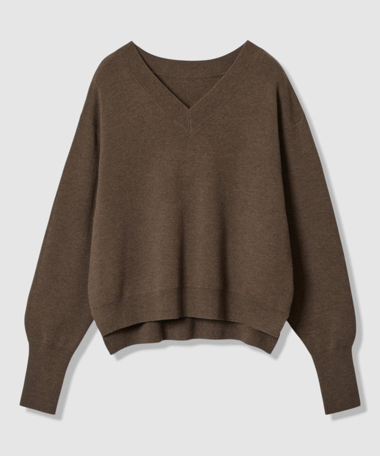 allureville ウールスムース2WAYネックプルオーバー ダークブラウン (82)