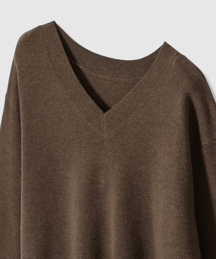 allureville ウールスムース2WAYネックプルオーバー ダークブラウン (82)