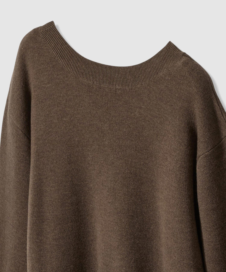 allureville ウールスムース2WAYネックプルオーバー ダークブラウン (82)