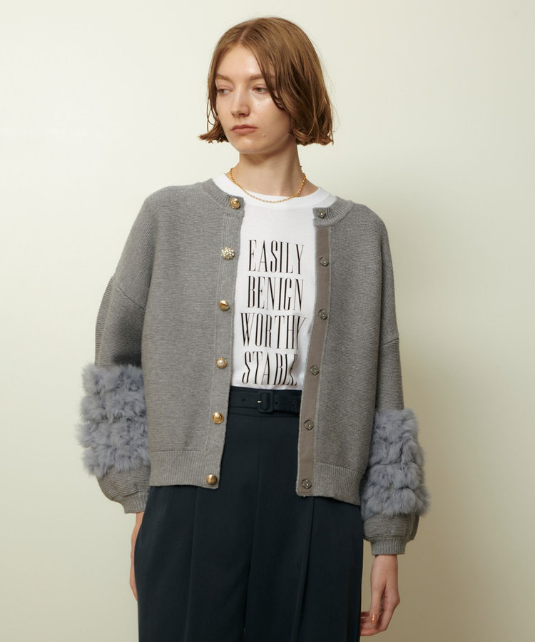 allureville ラビットカフクレイジー釦2WAYプルオーバー ライトグレー (91)