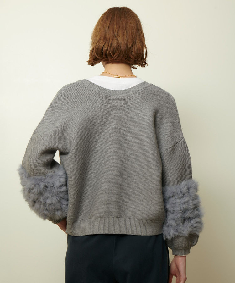 allureville ラビットカフクレイジー釦2WAYプルオーバー ライトグレー (91)
