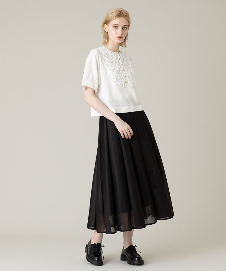 LOULOU WILLOUGHBY 【LOULOU WILLOUGHBY】ダブルラッセルシアースカート ブラック (95)